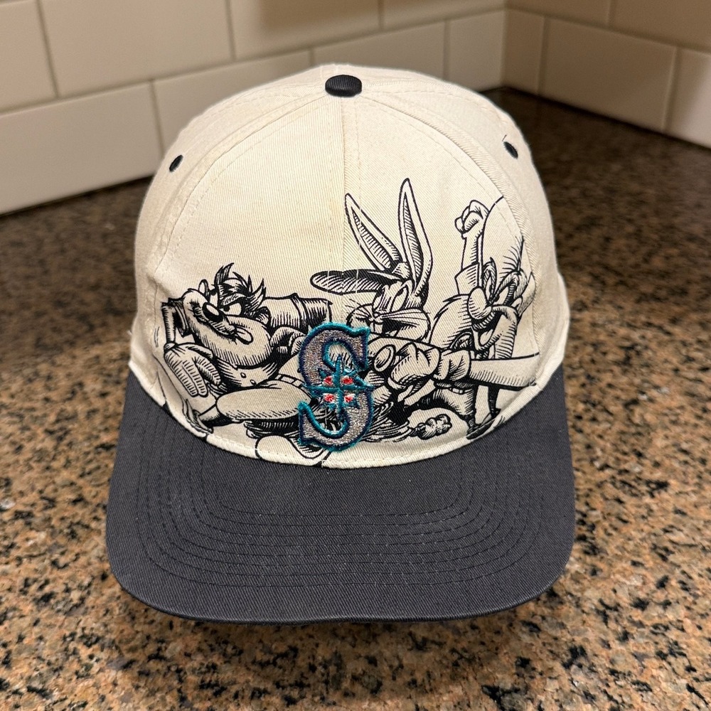 Vtg 1996 Seattle Mariners Looney Tunes Drew Pearson Snapback Hat MLB